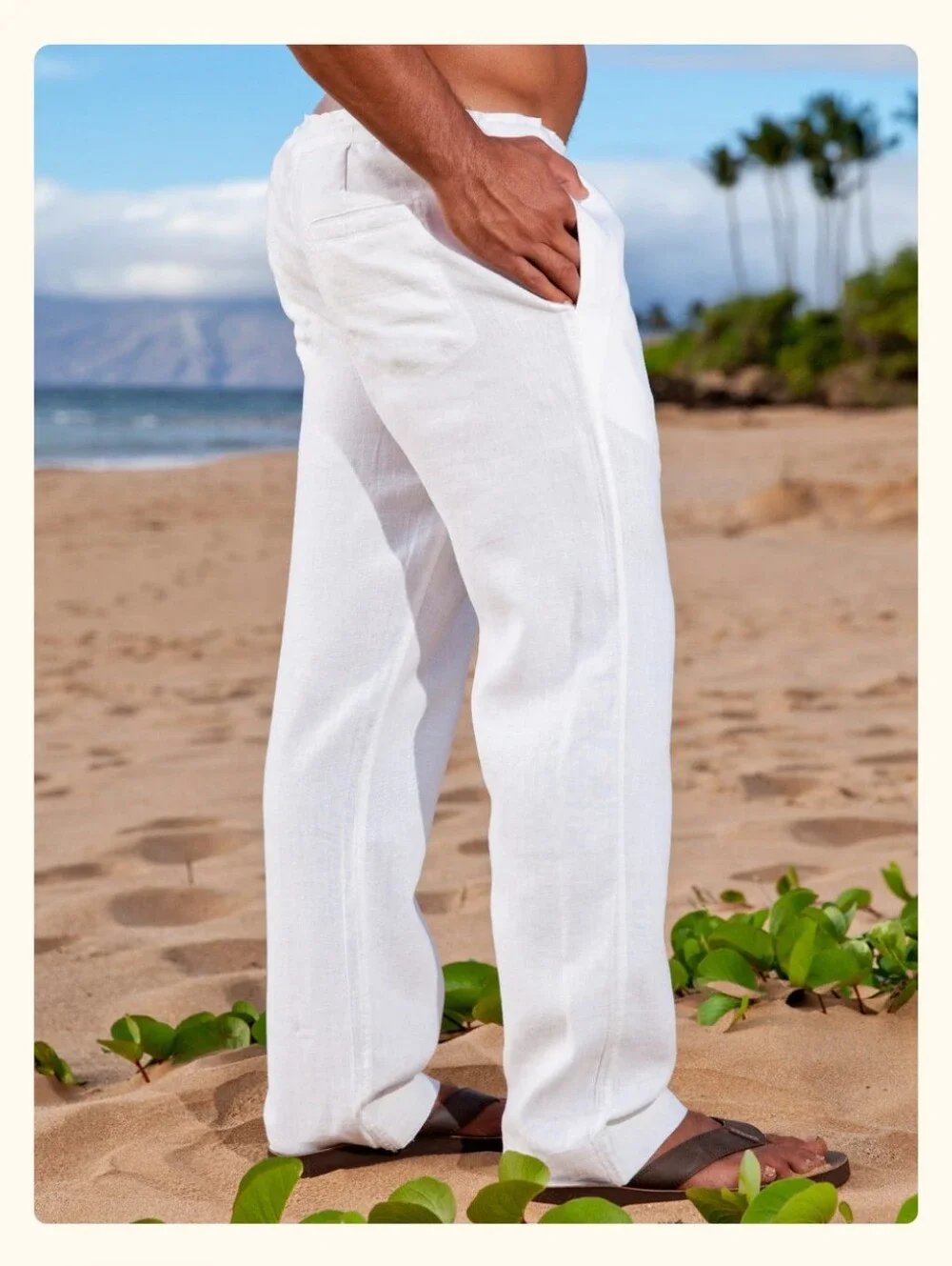Island Imposter White Linen Riviera Pant- M
